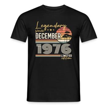 Cadeau 49e Anniversaire Décembre 1976 - T-shirt homme - noir - Devant - AI Model Male 178 light (178cm)