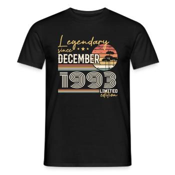 32nd Anniversary Gift December 1993 - Men's T-Shirt - black - Front - AI Model Male 178 light (178cm)