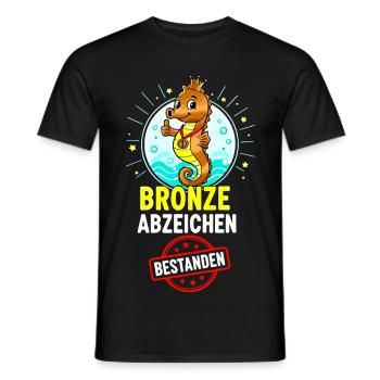 Insigne hippocampe en bronze - T-shirt homme - noir - Devant - AI Model Male 178 light (178cm)