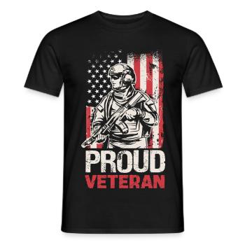 Stolzer Veteran mit US-Flagge - Männer T-Shirt - Schwarz - Vorne - AI Model Male 178 light (178cm)