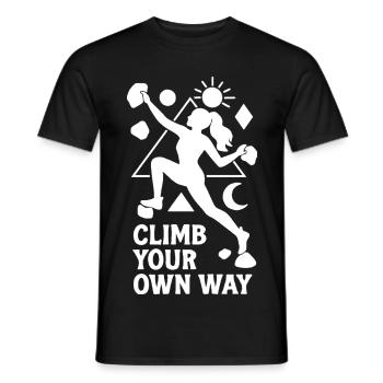 Bouldern Damen Frau Geometrisch Climb Your Own Way - Männer T-Shirt - Schwarz - Vorne - AI Model Male 178 light (178cm)