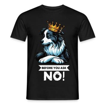 Avant que vous ne demandiez Border Collie Hütehund Collie - T-shirt homme - noir - Devant - AI Model Male 178 light (178cm)