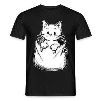 Kitten in a pouch illustration - Men's T-Shirt - black - Front - AI Model Male 178 light (178cm)