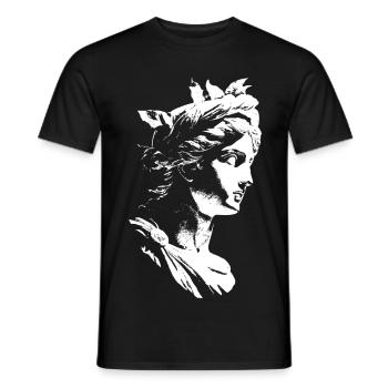 Ancient Greek Goddess – Black & White Art - Men's T-Shirt - black - Front - AI Model Male 178 light (178cm)