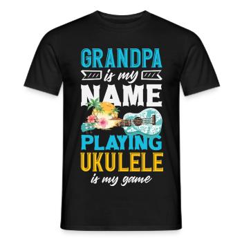 Grandpa Is My Name Playing Ukulele Is My Game - Männer T-Shirt - Schwarz - Vorne - AI Model Male 178 light (178cm)
