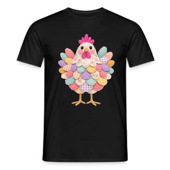 Poule Patchwork Mignonne Style Rustique - T-shirt homme - noir - Devant - AI Model Male 178 light (178cm)