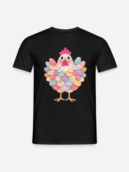 Niedlicher Patchwork-Hennen-Rustikal-Stil - Männer T-Shirt - Schwarz