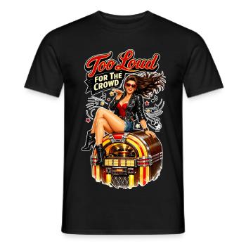 Pin-up rockabilly : trop bruyant pour la foule - T-shirt homme - noir - Devant - AI Model Male 178 light (178cm)