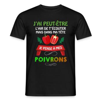 Humour Jardin Poivron Citation Cadeau Jardinage - T-shirt homme - noir - Devant - AI Model Male 178 light (178cm)