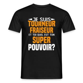 Tourneur fraiseur Cadeau drôles - T-shirt homme - noir - Devant - AI Model Male 178 light (178cm)