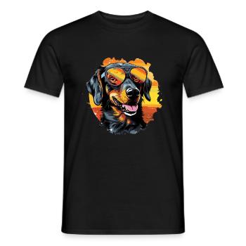 Chien pop art cool avec des lunettes de soleil - T-shirt homme - noir - Devant - AI Model Male 178 light (178cm)