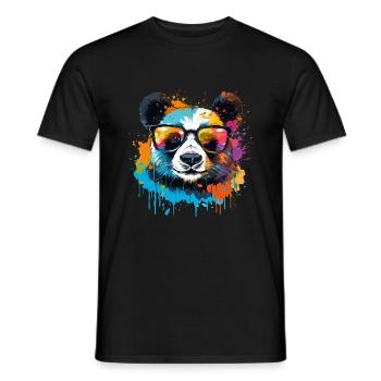 Colorful Watercolor Pop Art Panda Panda Bear - Men's T-Shirt - black - Front - AI Model Male 178 light (178cm)