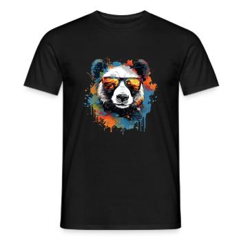 Watercolor Panda Bear Panda Sunglasses Art Pop Art - Men's T-Shirt - black - Front - AI Model Male 178 light (178cm)
