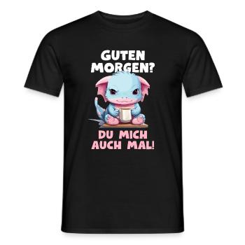 Axolotl Spruch Kaffee Morgenmuffel Langschläfer - Männer T-Shirt - Schwarz - Vorne - AI Model Male 178 light (178cm)