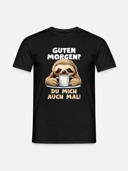 Lustiger Faultier Spruch Sloth Morgenmuffel Müde - Männer T-Shirt - Schwarz