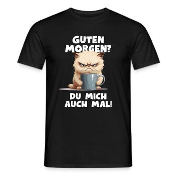 Lustiger Katze Kaffe Spruch Guten Morgen? - Männer T-Shirt - Schwarz - Vorne - AI Model Male 178 light (178cm)
