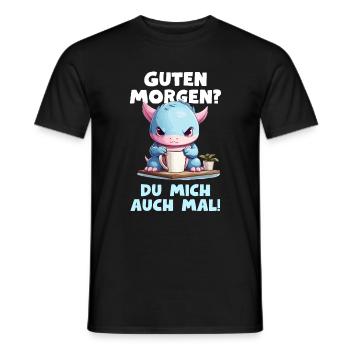 Lustiger Axolotl Spruch Guten Morgen Langschläfer - Männer T-Shirt - Schwarz - Vorne - AI Model Male 178 light (178cm)