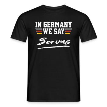 In Germany we say Servus - Begrüßung Bayern - Männer T-Shirt - Schwarz - Vorne - AI Model Male 178 light (178cm)