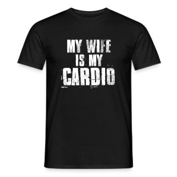 My Wife Is My Cardio Funny Husband Sayings - Men's T-Shirt - black - Front - AI Model Male 178 light (178cm)