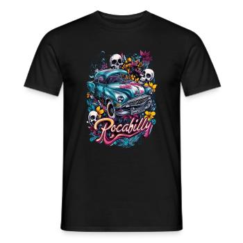 Rockabilly Hot Rod Skull - Männer T-Shirt - Schwarz - Vorne - AI Model Male 178 light (178cm)