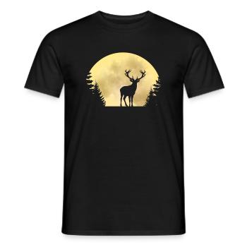 Chasse aux amoureux de la nature au cerf et à la lune - T-shirt homme - noir - Devant - AI Model Male 178 light (178cm)