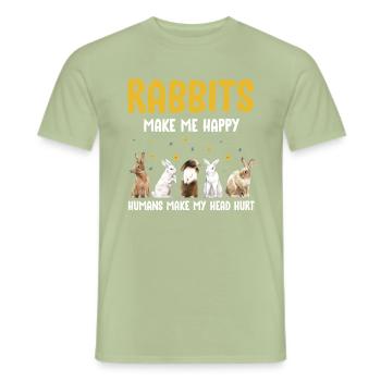 Bunnies rabbits - Men's T-Shirt - sage - Front - AI Model Male 178 light (178cm)