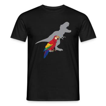 Funny T-Rex Screams With Ara Parrot - Men's T-Shirt - black - Front - AI Model Male 178 light (178cm)