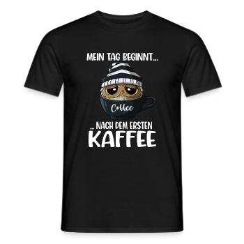 Kaffeeliebhaber Spruch Jeden Tag Kaffee Eule - Männer T-Shirt - Schwarz - Vorne - AI Model Male 178 light (178cm)