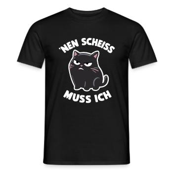 drôle de chat cool qui dit une merde je dois - T-shirt homme - noir - Devant - AI Model Male 178 light (178cm)