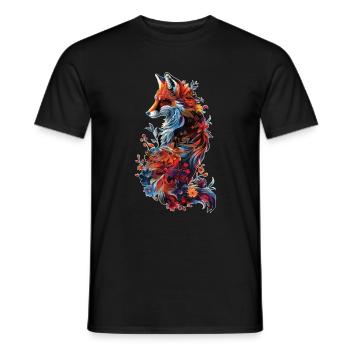 Majestueux renard roux design floral - T-shirt homme - noir - Devant - AI Model Male 178 light (178cm)