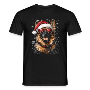German Shepherd Christmas - Men's T-Shirt - black - Front - AI Model Male 178 light (178cm)
