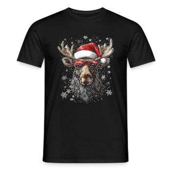 Christmas Christmas Motif Moose - Men's T-Shirt - black - Front - AI Model Male 178 light (178cm)