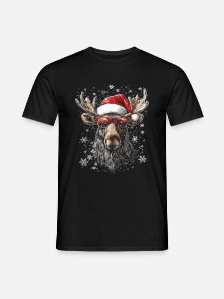 Weihnachten Weihnachtsmotiv Elch - Männer T-Shirt - Schwarz
