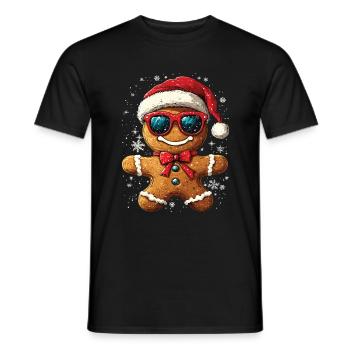 Christmas Gingerbread Man - Men's T-Shirt - black - Front - AI Model Male 178 light (178cm)