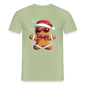 Lebkuchenmann Gingerbread Man Weihnachten Motiv - Männer T-Shirt - Sage - Vorne - AI Model Male 178 light (178cm)