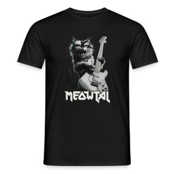 Coole Katze Gitarre Rock Band Musik - Männer T-Shirt - Schwarz - Vorne - AI Model Male 178 light (178cm)