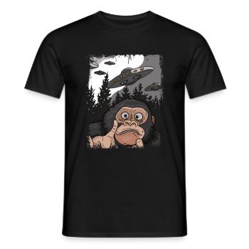 Funny Gorilla UFO Weird Stuff Meme - Men's T-Shirt - black - Front - AI Model Male 178 light (178cm)