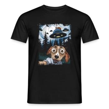 Dog Selfie Ufo Design for Dog Lovers - Men's T-Shirt - black - Front - AI Model Male 178 light (178cm)