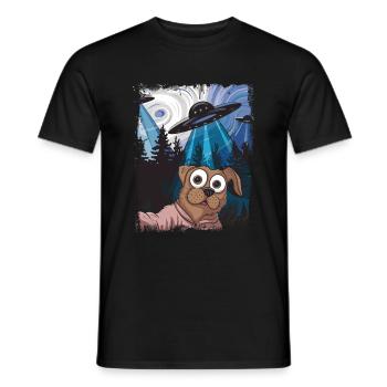 Dog Selfie Ufo Design for Dog Lovers - Men's T-Shirt - black - Front - AI Model Male 178 light (178cm)
