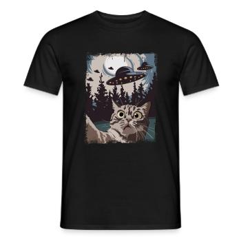 Drôle de chats Selfie OVNI - T-shirt homme - noir - Devant - AI Model Male 178 light (178cm)