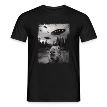 drôle Capybara selfie OVNI graphique - T-shirt homme - noir - Devant - AI Model Male 178 light (178cm)
