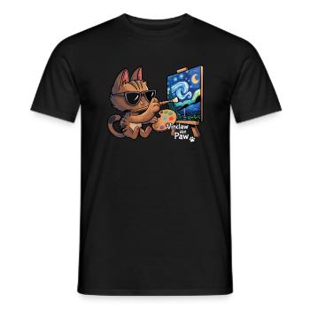 Drôles de chats Van Gogh Nuit étoilée Nuit étoilée - T-shirt homme - noir - Devant - AI Model Male 178 light (178cm)