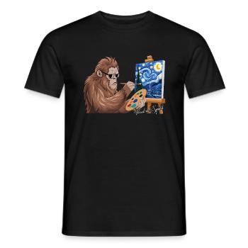 Van Gogh Sternennacht Nuit étoilée Bigfoot - T-shirt homme - noir - Devant - AI Model Male 178 light (178cm)