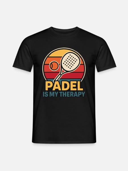 Padel ist meine Therapie – Retro-Stil - Männer T-Shirt - Schwarz