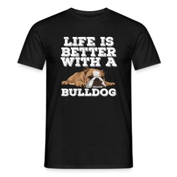 English Bulldog Life Is Better With A Bulldog - Men's T-Shirt - black - Front - AI Model Male 178 light (178cm)