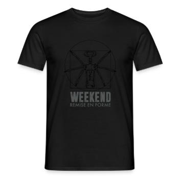 Weekend Remise en Forme, Humour Vin - T-shirt homme - noir - Devant - AI Model Male 178 light (178cm)