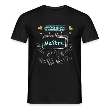 Merci Maître , Idée pour maitre d école - T-shirt homme - noir - Devant - AI Model Male 178 light (178cm)