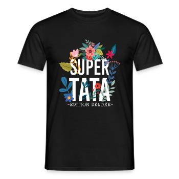 Super Tata, annonce de grossesse, - T-shirt homme - noir - Devant - AI Model Male 178 light (178cm)