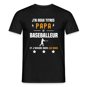 j'ai deux titres papa et baseballeur père baseball - T-shirt homme - noir - Devant - AI Model Male 178 light (178cm)