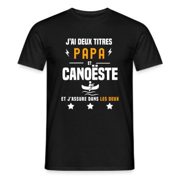 j'ai deux titres papa et canoëiste père canoë - T-shirt homme - noir - Devant - AI Model Male 178 light (178cm)
